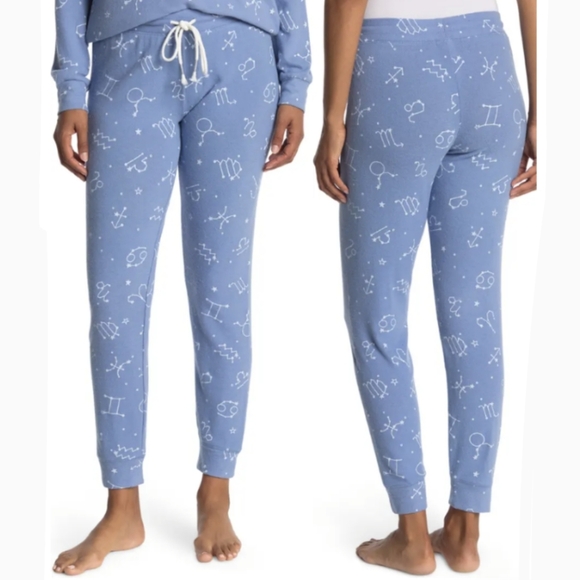 PJ Salvage Lounge Joggers Astrology Print Brushed Stretch Knit Blue White M NWT - Picture 4 of 13